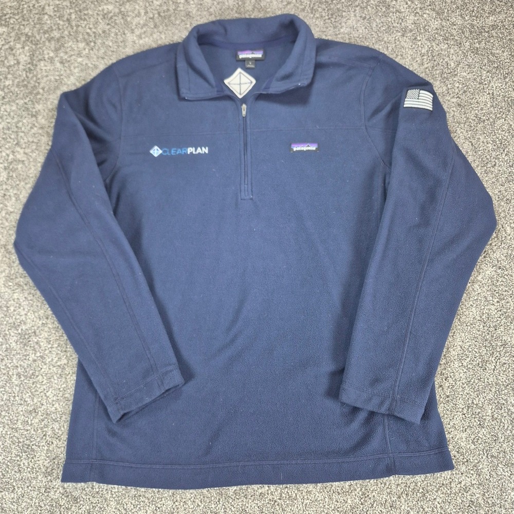 Patagonia Micro D 1/4 Fleece Pullover Mens Large Navy Blue Hiking Outdoors